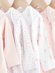Pink Bunny 5 Pack Baby Long Sleeve 100% Cotton Bodysuits - Image 8 of 12