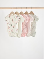 Pink & White Fairy Baby Short Sleeve 100% Cotton Bodysuits 5 Pack - Image 1 of 13