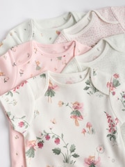 Pink & White Fairy Baby Short Sleeve 100% Cotton Bodysuits 5 Pack - Image 10 of 13