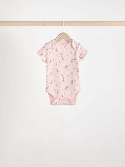Pink & White Fairy Baby Short Sleeve 100% Cotton Bodysuits 5 Pack - Image 4 of 13