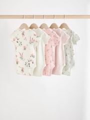 Pink & White Fairy Baby Short Sleeve 100% Cotton Bodysuits 5 Pack - Image 7 of 13