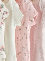 Pink & White Fairy Baby Short Sleeve 100% Cotton Bodysuits 5 Pack - Image 9 of 13