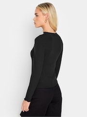 PixieGirl Petite Black Lettuce Edge Cut Out Top - Image 2 of 4