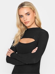 PixieGirl Petite Black Lettuce Edge Cut Out Top - Image 4 of 4