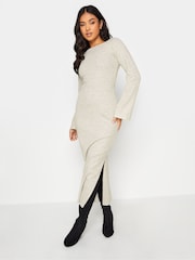 PixieGirl Petite Cream Twist Back Ribbed Dress - Image 3 of 7