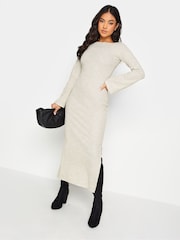 PixieGirl Petite Cream Twist Back Ribbed Dress - Image 4 of 7
