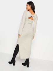 PixieGirl Petite Cream Twist Back Ribbed Dress - Image 5 of 7