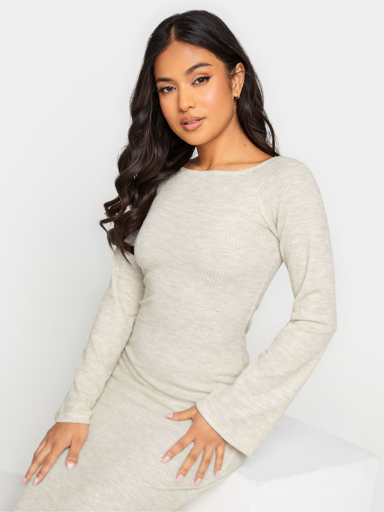 PixieGirl Petite Cream Twist Back Ribbed Dress - Image 5 of 5