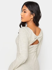 PixieGirl Petite Cream Twist Back Ribbed Dress - Image 6 of 7