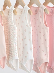 Pink Bunny Baby 100% Cotton Vests 5 Pack - Image 8 of 12