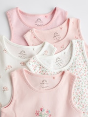 Pink Bunny Baby 100% Cotton Vests 5 Pack - Image 9 of 12