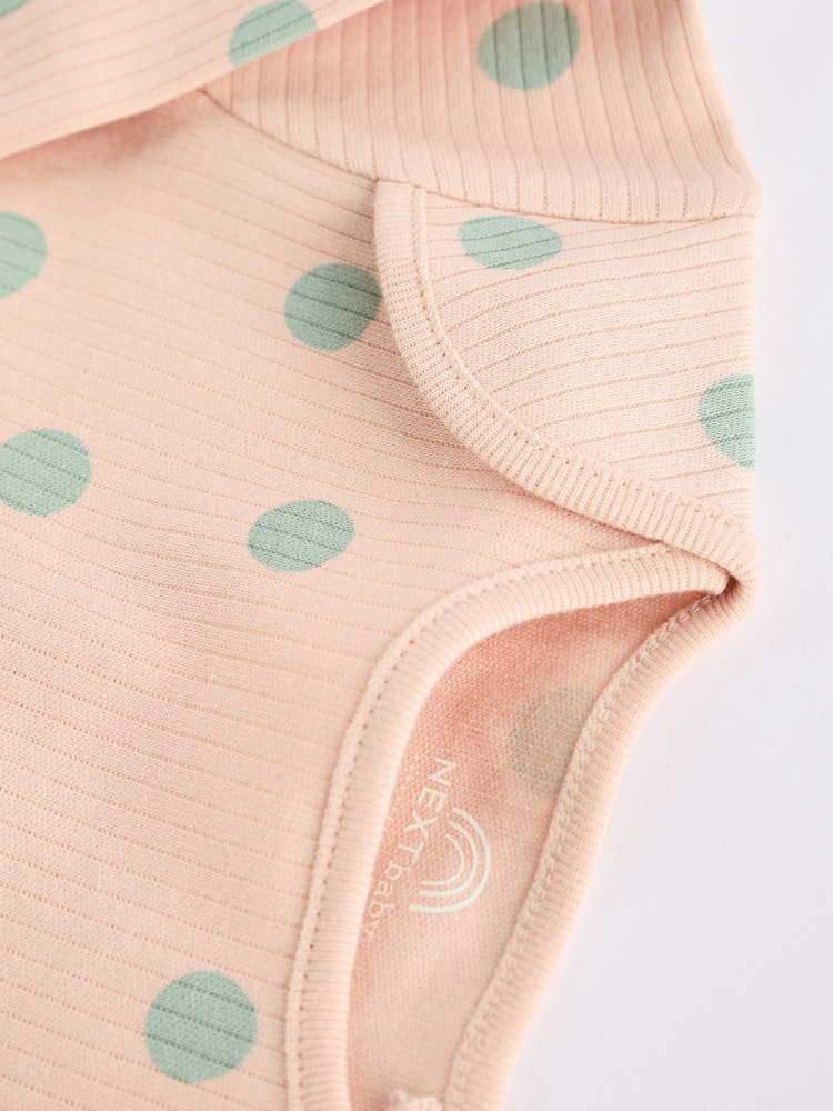 Pink Ribbed 100% Cotton Baby Bodysuits 5 Pack - Image 13 of 13