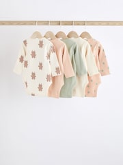 Pink Ribbed 100% Cotton Baby Bodysuits 5 Pack - Image 2 of 13