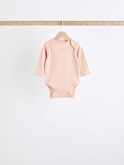 Pink Ribbed 100% Cotton Baby Bodysuits 5 Pack - Image 4 of 13