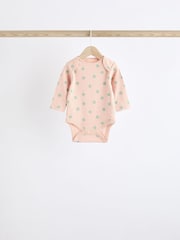 Pink Ribbed 100% Cotton Baby Bodysuits 5 Pack - Image 7 of 13