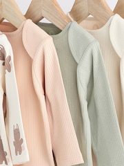 Pink Ribbed 100% Cotton Baby Bodysuits 5 Pack - Image 8 of 13