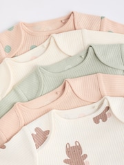 Pink Ribbed 100% Cotton Baby Bodysuits 5 Pack - Image 9 of 13