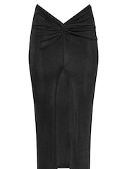 PixieGirl Petite Black Slinky Knot Maxi Skirt - Image 9 of 9
