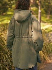 Khaki Green Reversible Shower Resistant Hooded Quilted Coat - Image 3 of 8