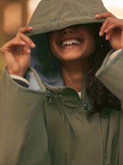 Khaki Green Reversible Shower Resistant Hooded Quilted Coat - Image 4 of 8