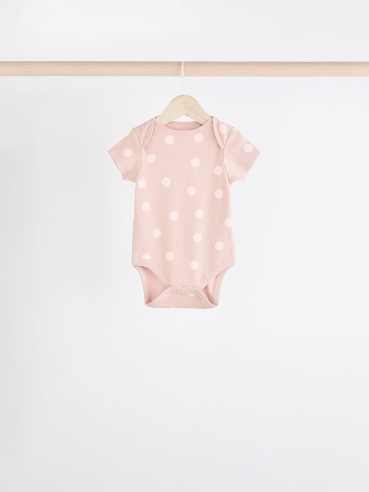 Braun und Pink - Baby Kurzarm-Bodys 100 % Baumwolle, 5er-Pack - Image 3 of 11