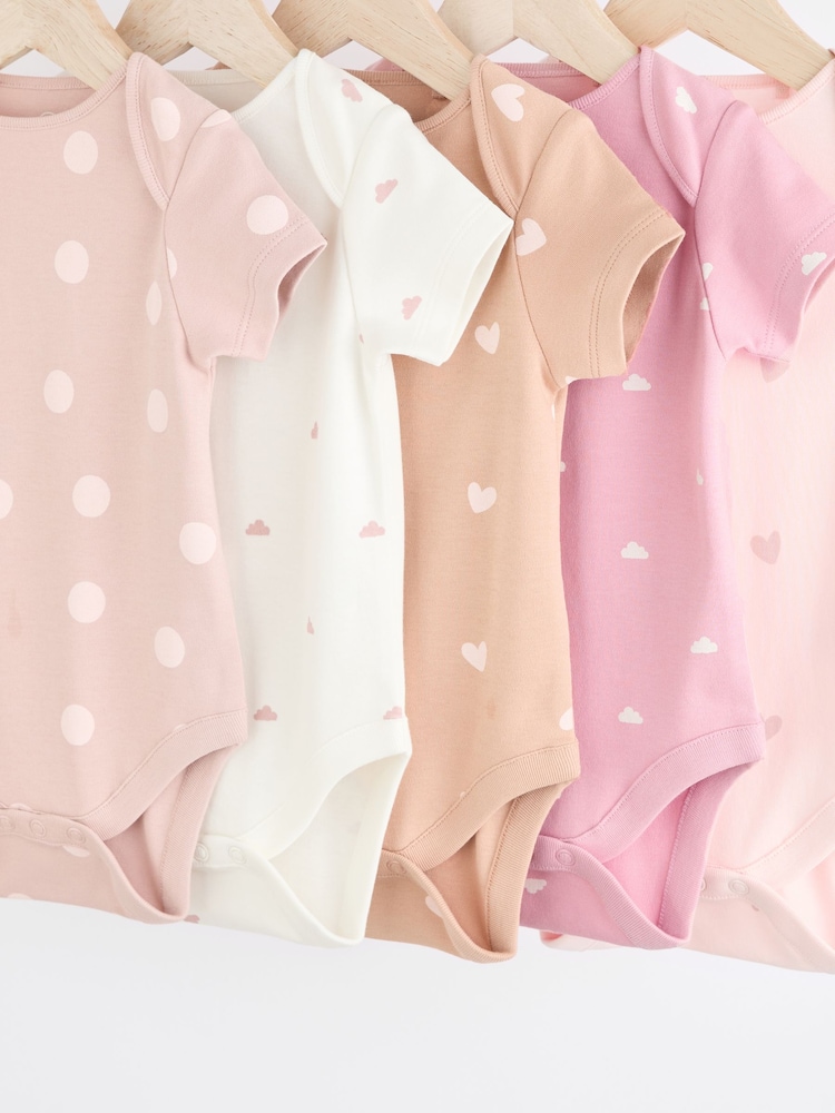 Braun und Pink - Baby Kurzarm-Bodys 100 % Baumwolle, 5er-Pack - Image 8 of 11