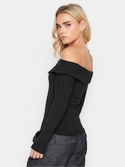 Schwarz - Pixiegirl Petite Folder Over Geripptes Top​​​​​​​ - Bild 2 von 4