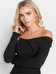 Schwarz - Pixiegirl Petite Folder Over Geripptes Top​​​​​​​ - Bild 4 von 4