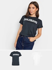 PixieGirl Petite Blue Colorado Short Sleeve 100% Cotton T-Shirt 2 Pack - Image 2 of 8