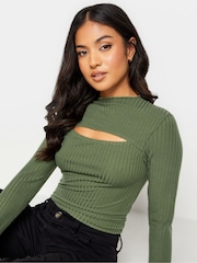 PixieGirl Petite Green Lettuce Edge Cut Out Top - Image 4 of 4