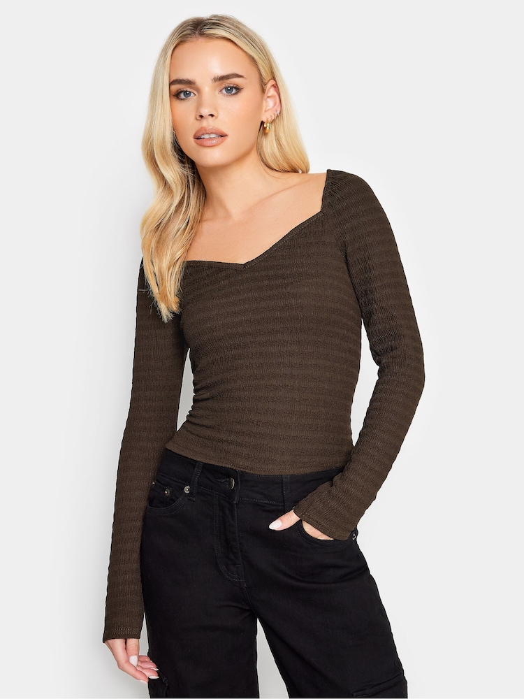PixieGirl Petite Brown Sweetheart Popcorn Top - Image 1 of 4 PixieGirl Petite Brown Sweetheart Popcorn Top - Image 1 of 4