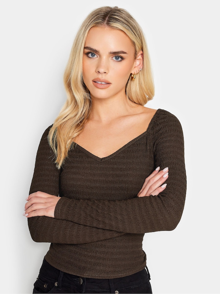 PixieGirl Petite Brown Sweetheart Popcorn Top - Image 4 of 4 PixieGirl Petite Brown Sweetheart Popcorn Top - Image 4 of 4