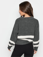 PixieGirl Petite Grey Zip Collar Jumper - Image 3 of 5