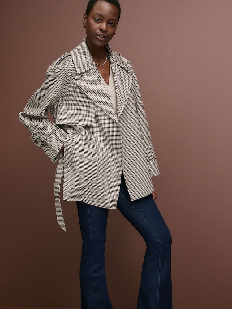 Heritage Check Short Wrap Trench Coat - Image 2 of 8