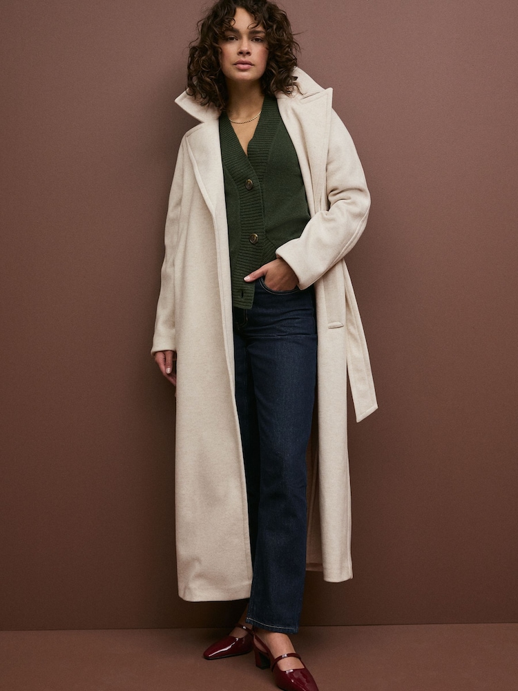 White Long Belted Maxi Coat - Image 1 of 7
