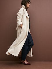 White Long Belted Maxi Coat - Image 2 of 7
