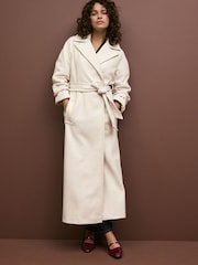 White Long Belted Maxi Coat - Image 3 of 7