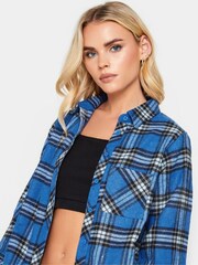 PixieGirl Petite Blue Check Boyfriend Shirt - Image 4 of 4