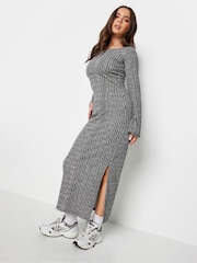 PixieGirl Petite Silver Twist Back Ribbed Dress - Image 2 of 7
