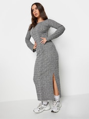 PixieGirl Petite Silver Twist Back Ribbed Dress - Image 4 of 7