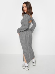 PixieGirl Petite Silver Twist Back Ribbed Dress - Image 5 of 7