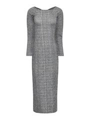 PixieGirl Petite Silver Twist Back Ribbed Dress - Image 7 of 7