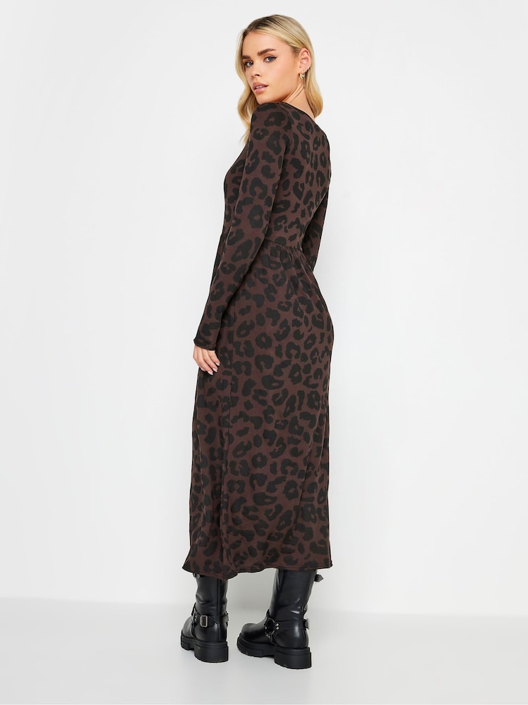 PixieGirl Petite Brown Long Sleeve Midi Dress - Image 2 of 5