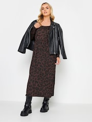 PixieGirl Petite Brown Long Sleeve Midi Dress - Image 3 of 5