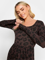 PixieGirl Petite Brown Long Sleeve Midi Dress - Image 4 of 5