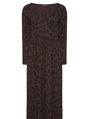 PixieGirl Petite Brown Long Sleeve Midi Dress - Image 5 of 5