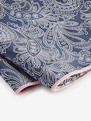 Navy Blue/Pink Textured Paisley Tie, Pocket Square And Pin Set - Image 4 of 7