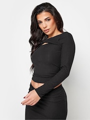 PixieGirl Petite Black Twist Front Top - Image 1 of 6