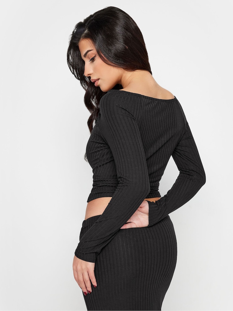 PixieGirl Petite Black Twist Front Top - Image 2 of 6