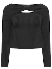 PixieGirl Petite Black Twist Front Top - Image 6 of 6